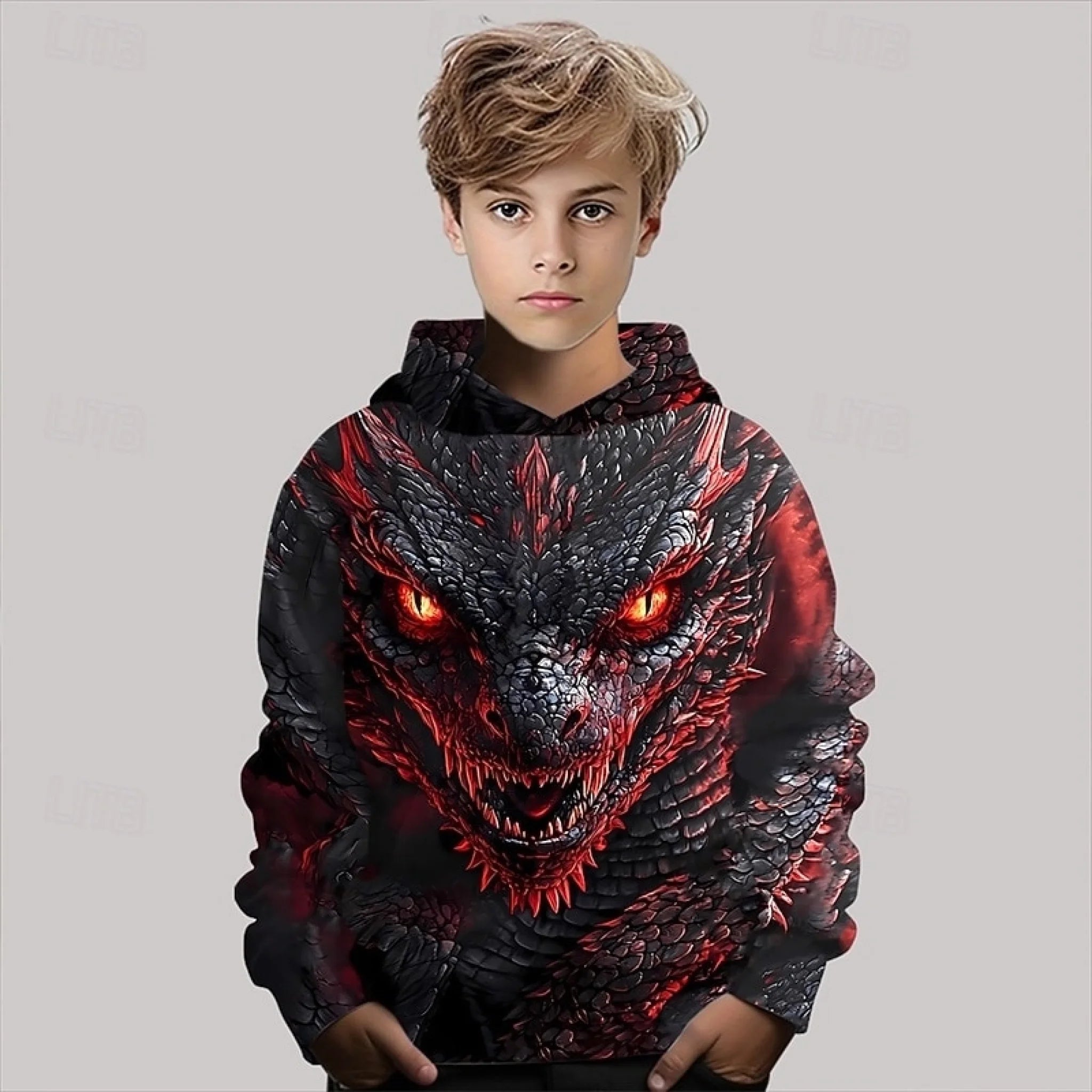 Boys' 3D Dragon Hoodie Long Sleeve Spring Fall Fashion Streetwear Kids 4-12 Years Hooded Outdoor Casual Daily Regular Fit