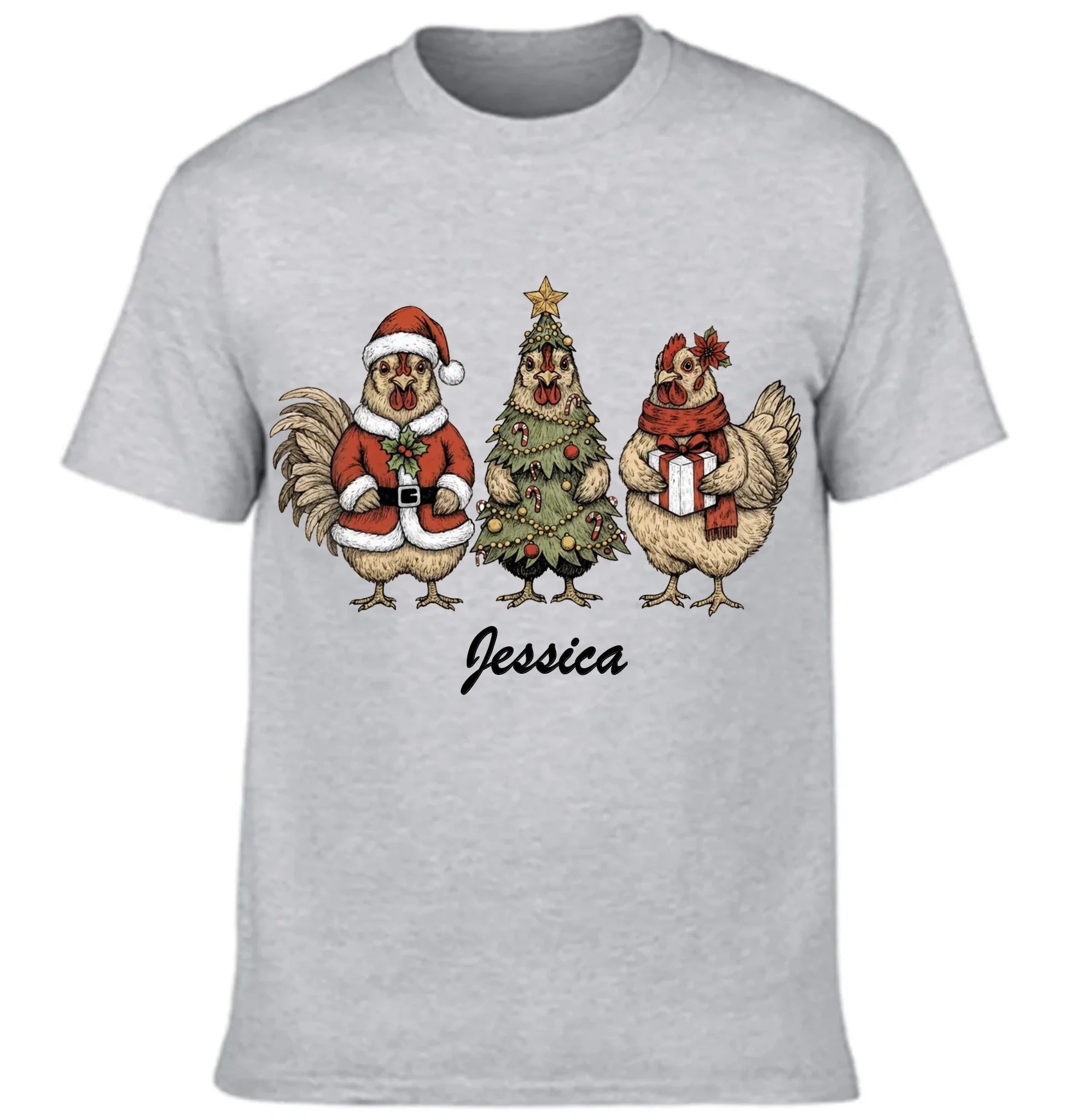 Christmas Chicken Highland Cow Raccoons Customized Clothing - Personalized Name - Christmas Gift For Families, Friends