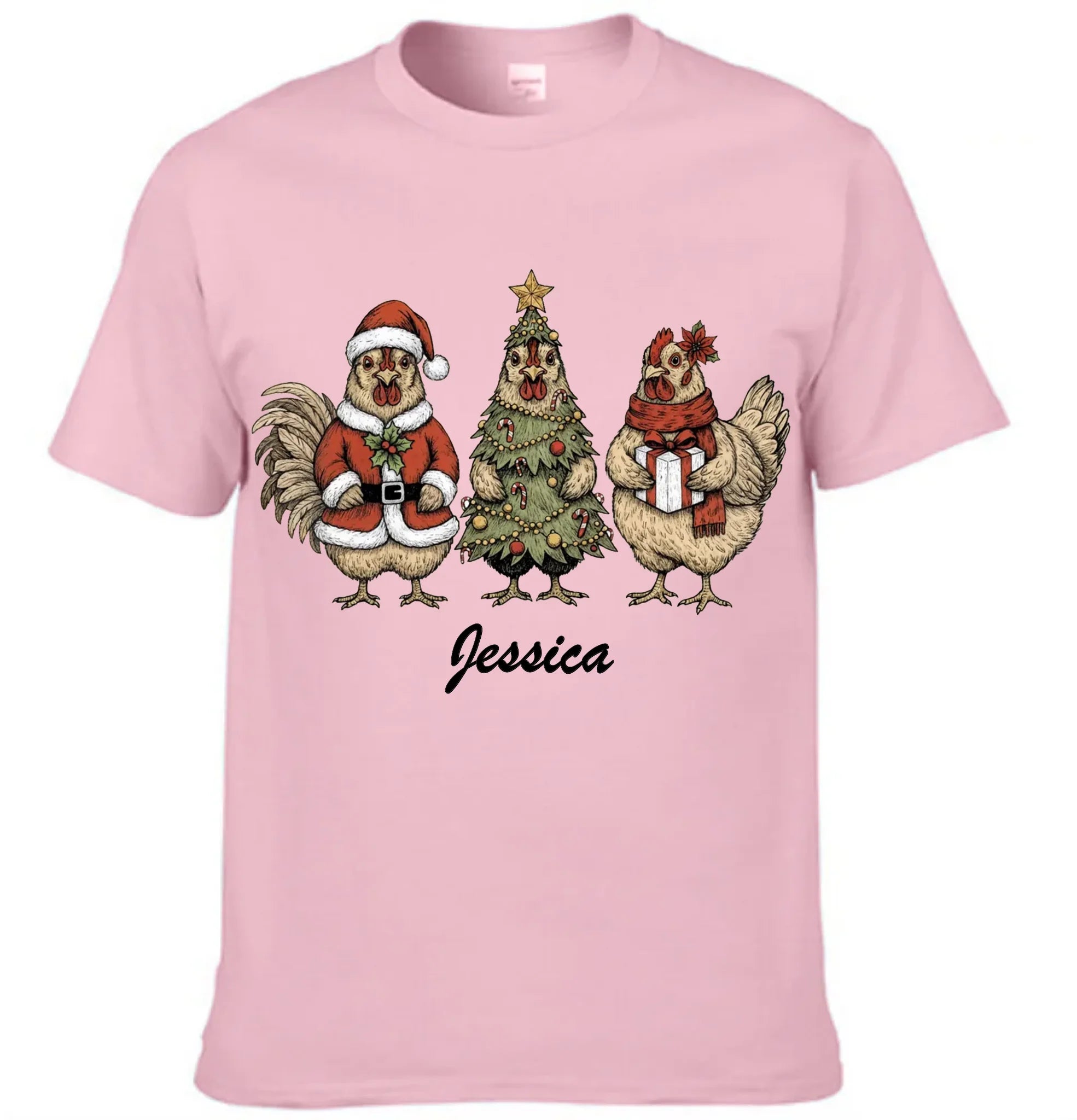 Christmas Chicken Highland Cow Raccoons Customized Clothing - Personalized Name - Christmas Gift For Families, Friends