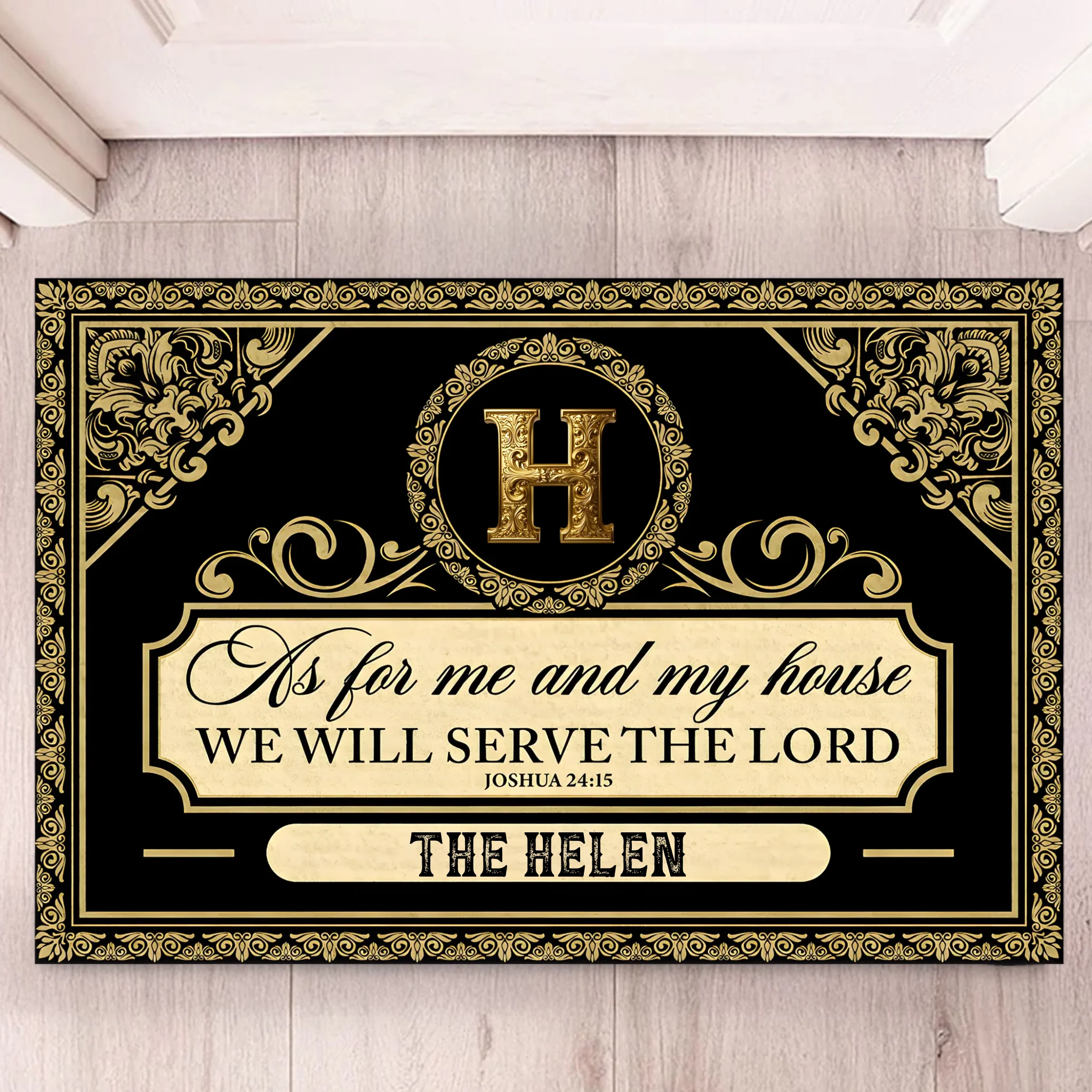 Customized Serve The Lord Floor Mat - Personalized Name And Initial Letter Doormat - Decorative Gifts For Families