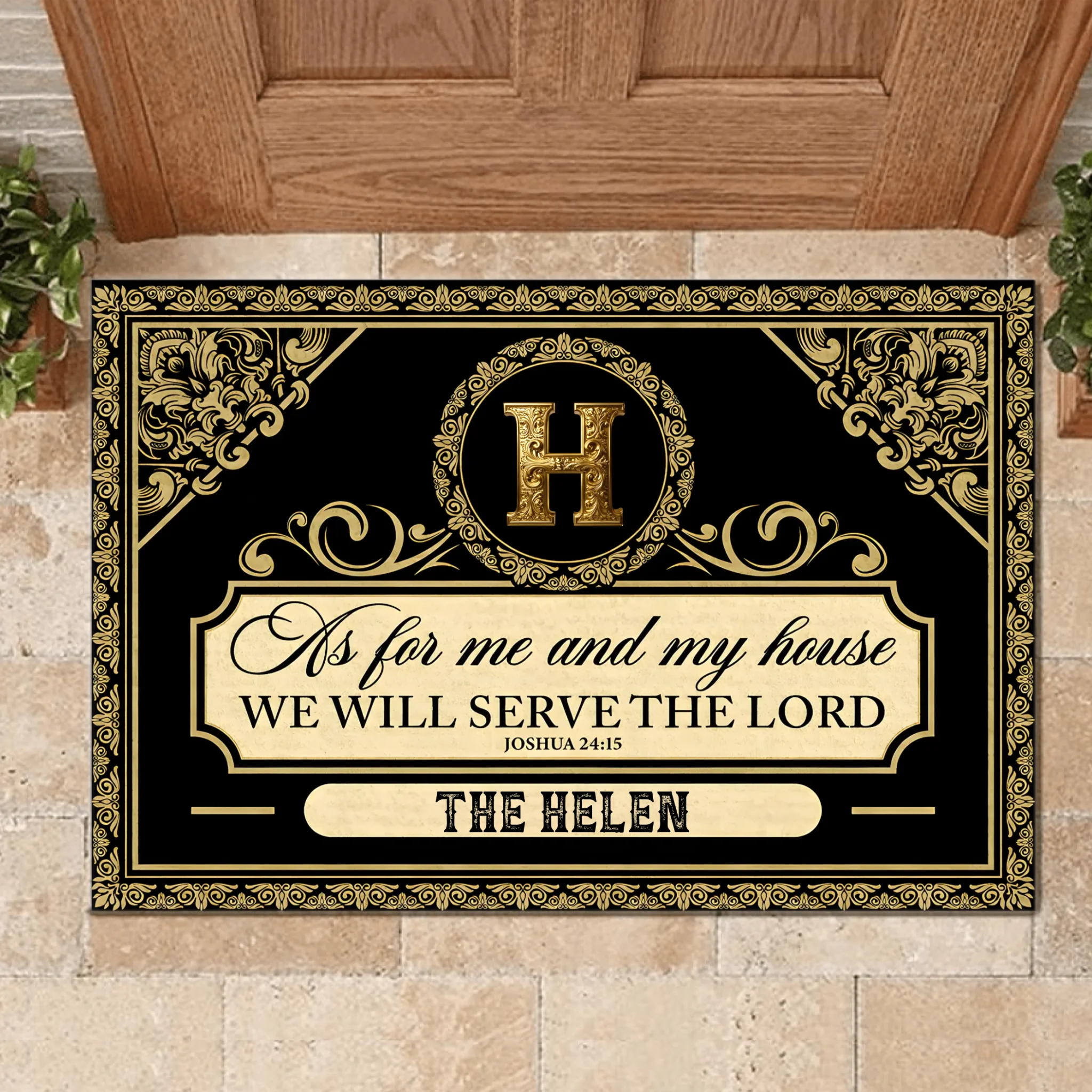 Customized Serve The Lord Floor Mat - Personalized Name And Initial Letter Doormat - Decorative Gifts For Families