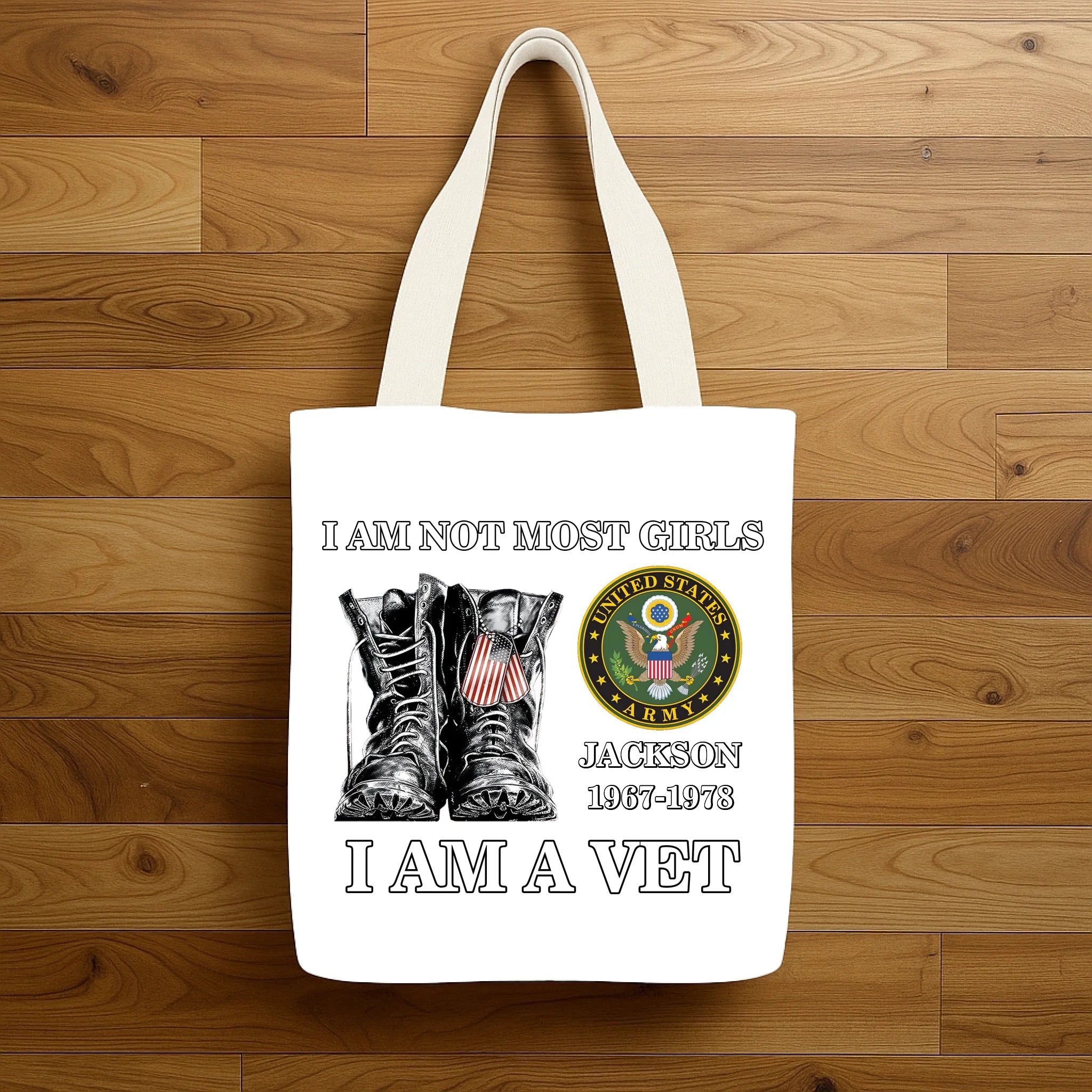 Customized I AM MOST VETERAN Canvas Bag - Personalized Military Brand And Name - A Gift For Veteran Woman, Man