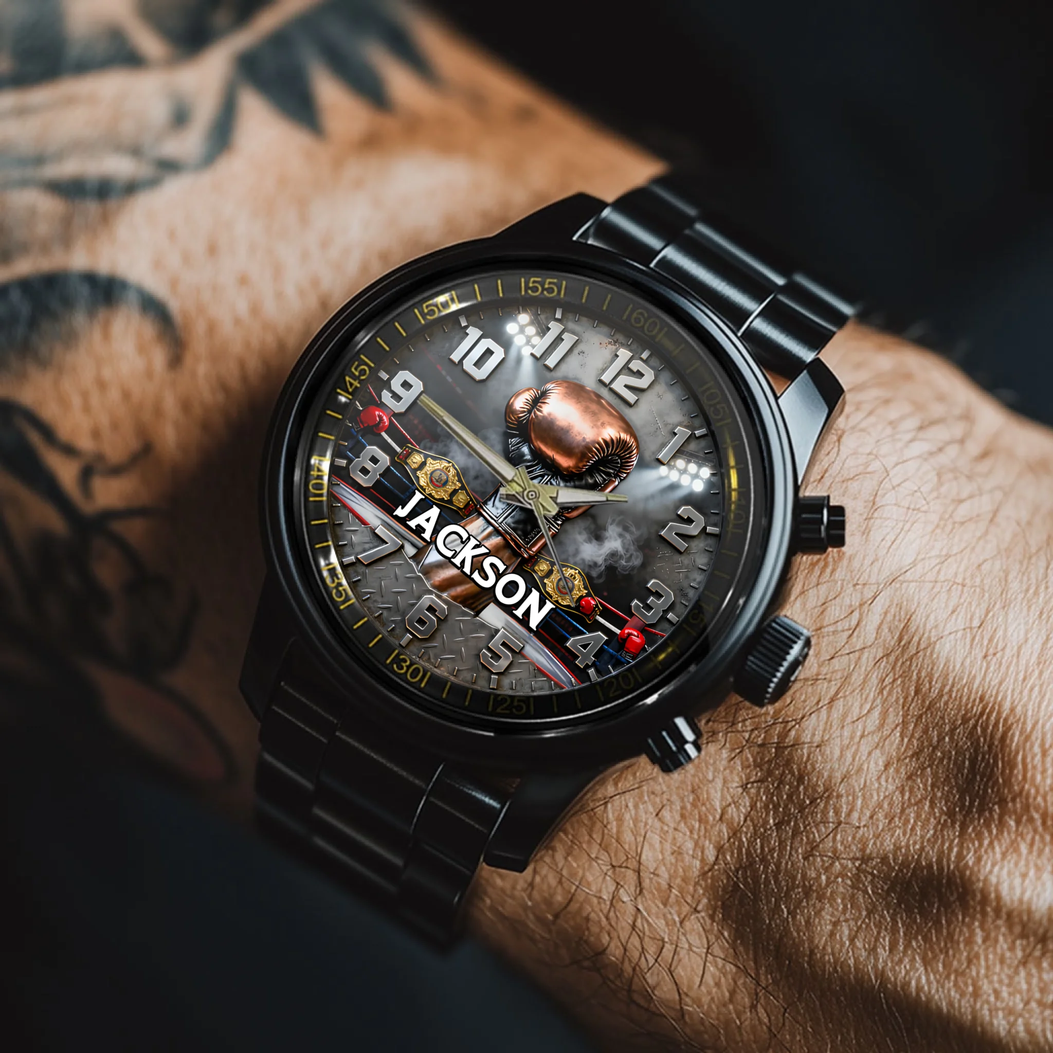 🥊Customized Boxing Gear Themed Watch - Personalized Text/Name/Year - Commemorative Gift For Boxer