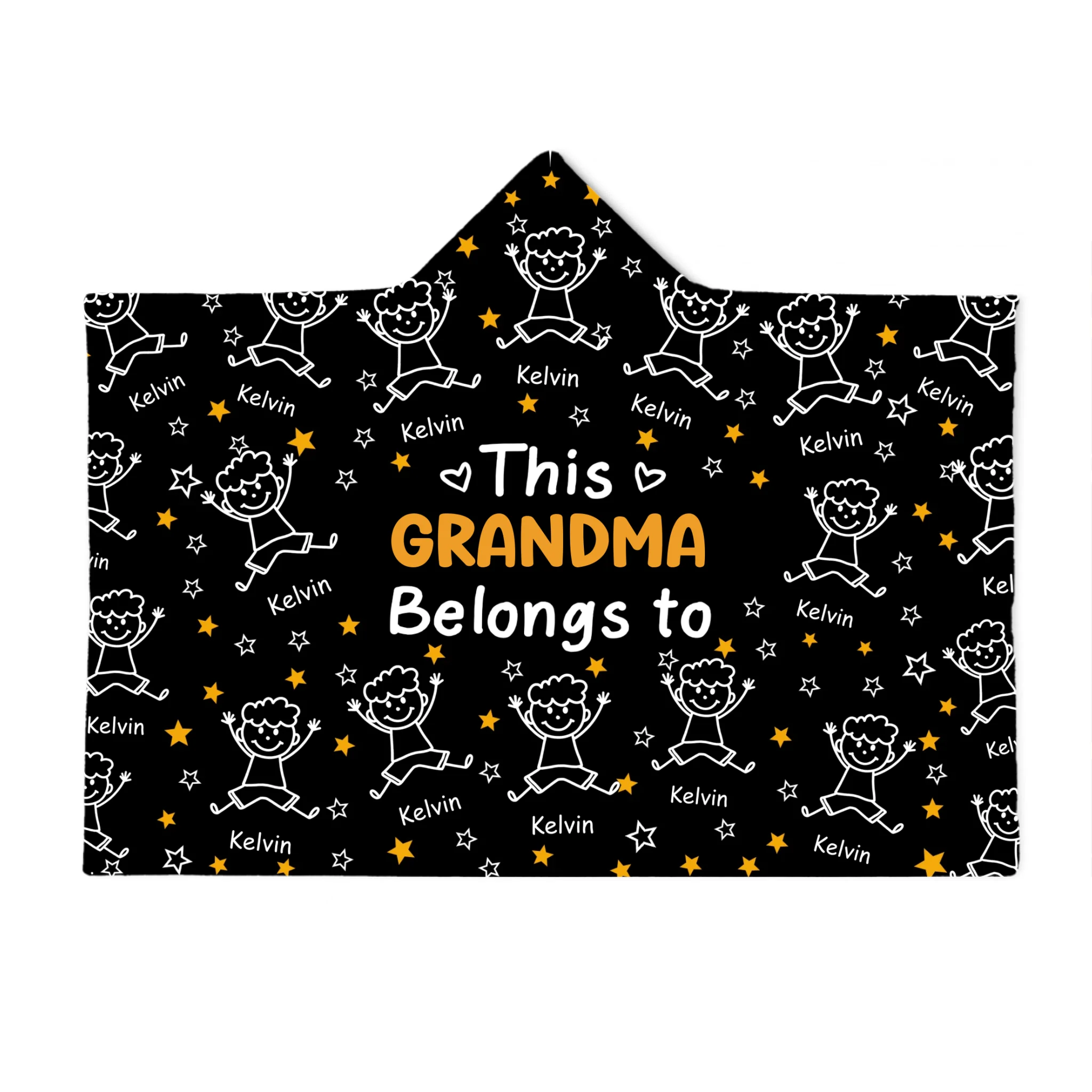 This Grandpa/Grandma Belongs To Kids/Pet - Personalized Name, Character and Title Hooded Blanket - Gift For Grandpa, Grandma