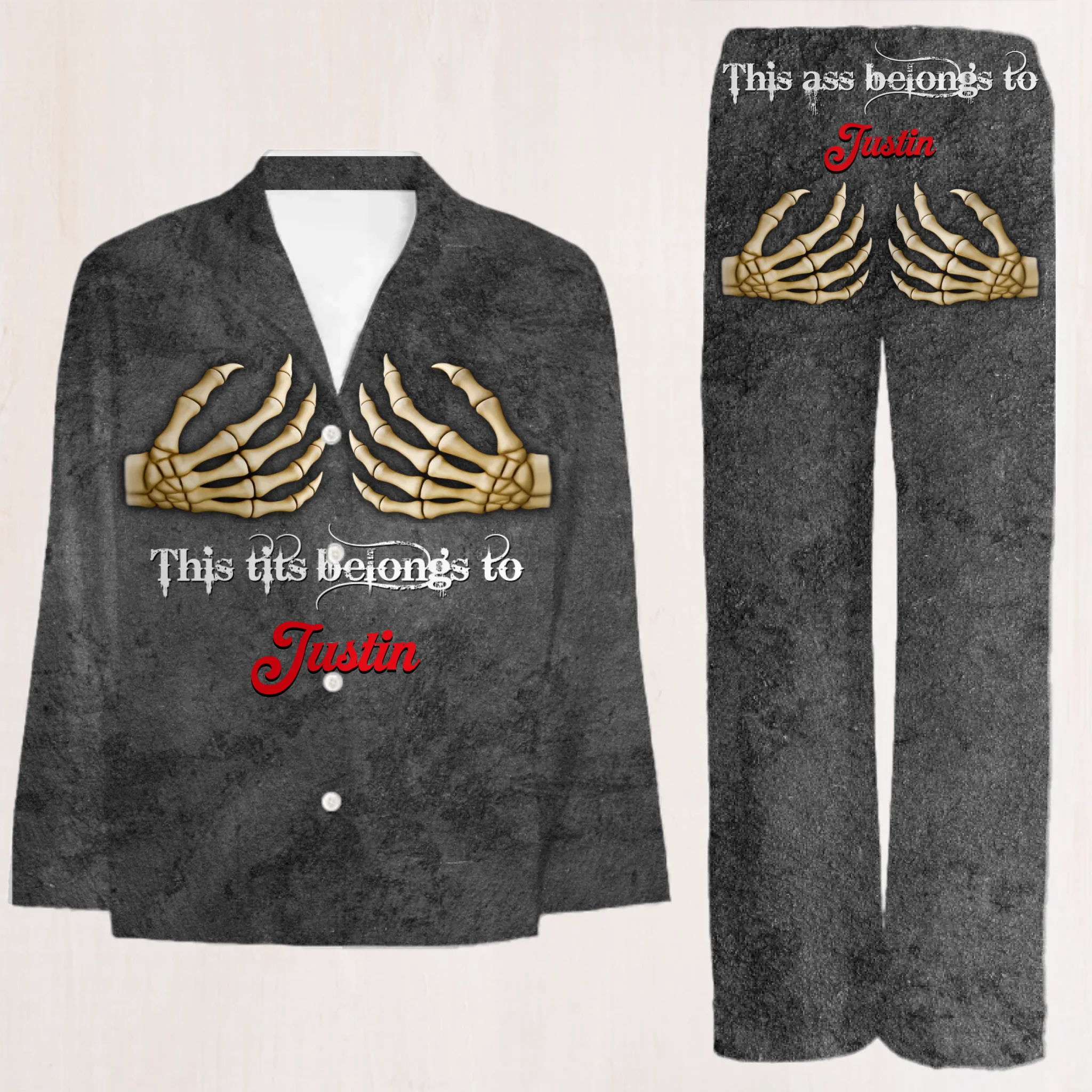 This Ass/Tits Belongs To Him Customized Pajama - Personalized Color And Name Fun Pajamas – A Unique Gift for Her