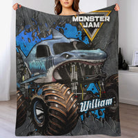 Custom Shark Truck Blanket – Personalized Monster Jam Blanket – Gift for Boys