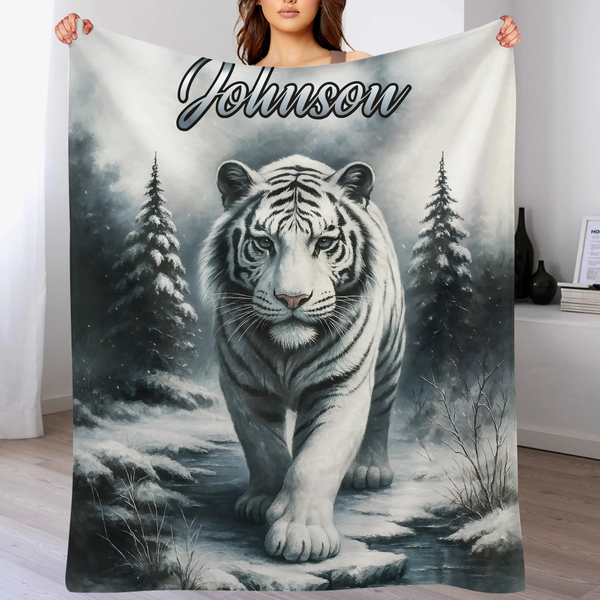 Customized Forest Tiger Blanket - Personalized Name - Gift For Tiger Lovers