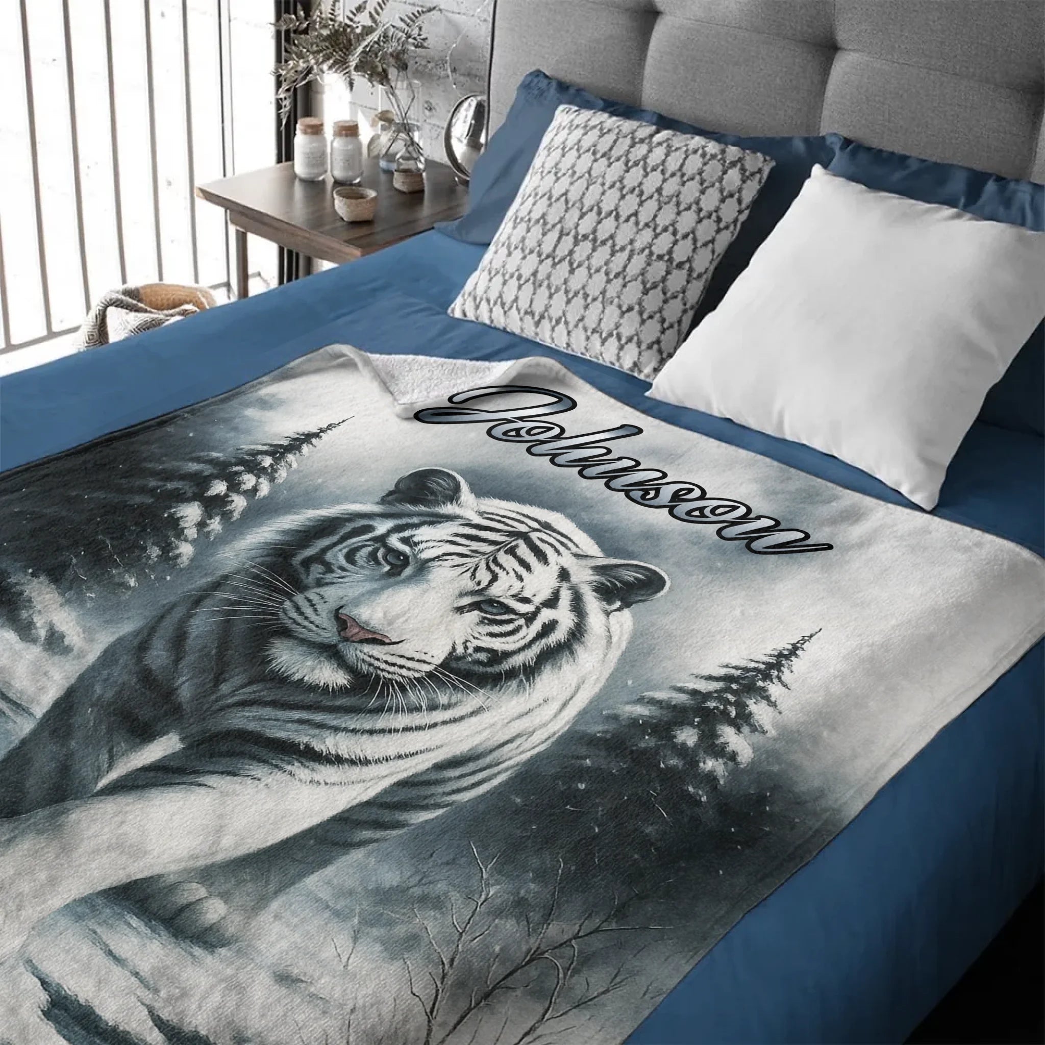 Customized Forest Tiger Blanket - Personalized Name - Gift For Tiger Lovers