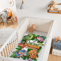 Custom Dinosaur Adventure Blanket – Personalized Jungle Dino Throw – Gift for Boys