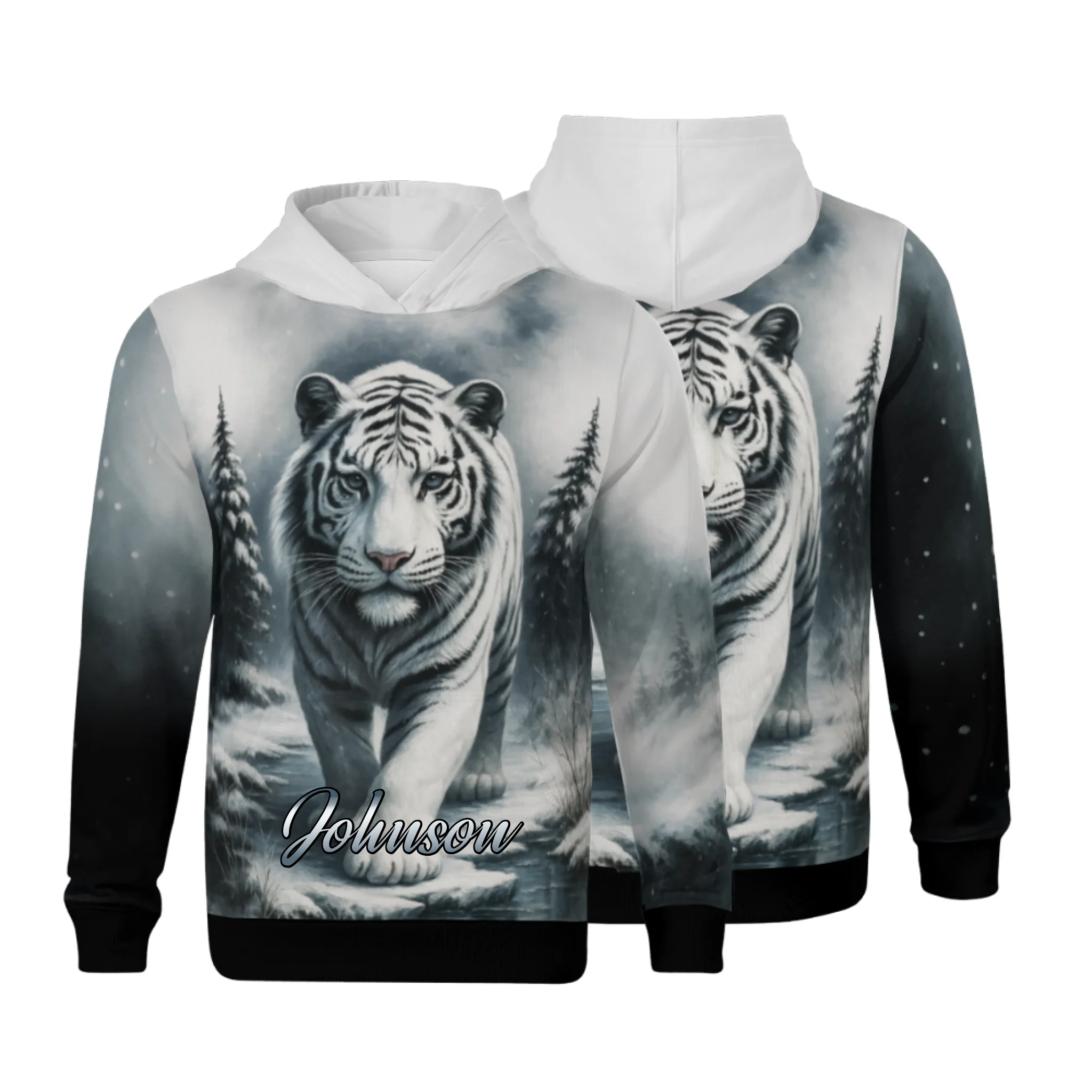 Custom Forest Tiger Kid Hoodie – Personalized Name Clothing – Gift for Kids & Teens