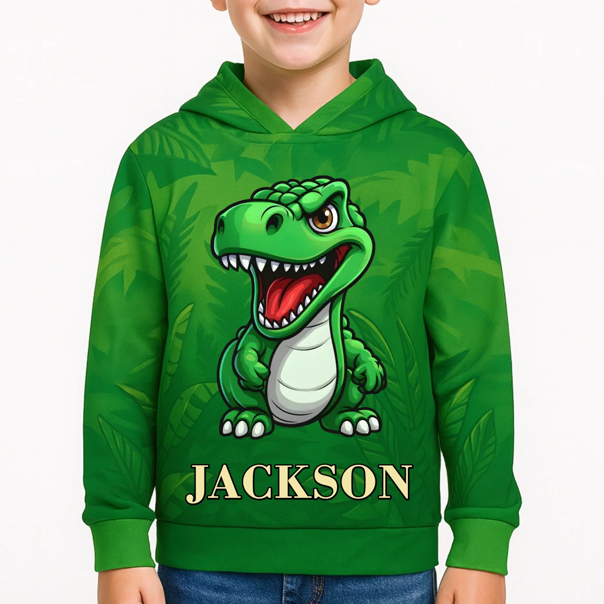 Custom Dinosaur Series Kid Hoodie – Personalized Name Clothing – Special Gift for Kids & Teens