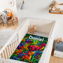 Custom Colorful Dinosaur Blanket – Personalized Dino Jungle Throw – Gift for Kids