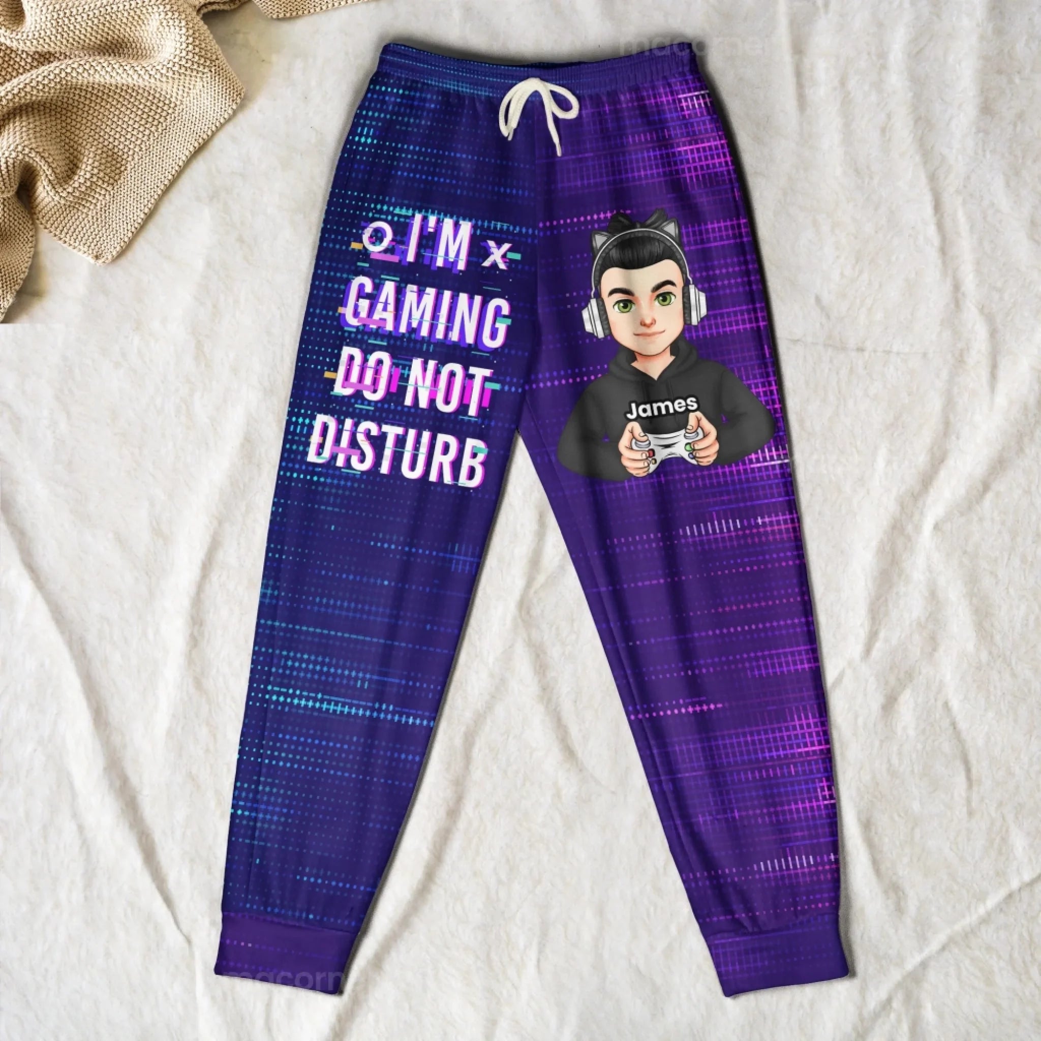 I'm Gaming Do Not Disturb Customized Sweatpants - Personalized Title, Character and Name - Gift For Game Enthusiast, E-sports Player