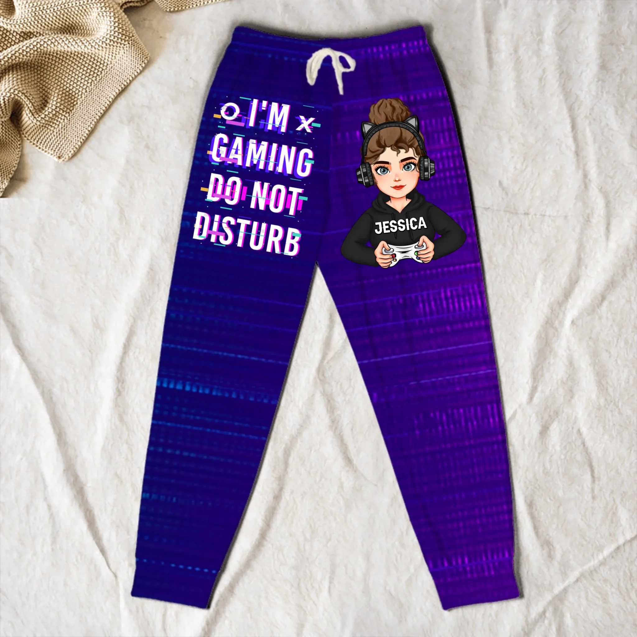I'm Gaming Do Not Disturb Customized Sweatpants - Personalized Title, Character and Name - Gift For Game Enthusiast, E-sports Player