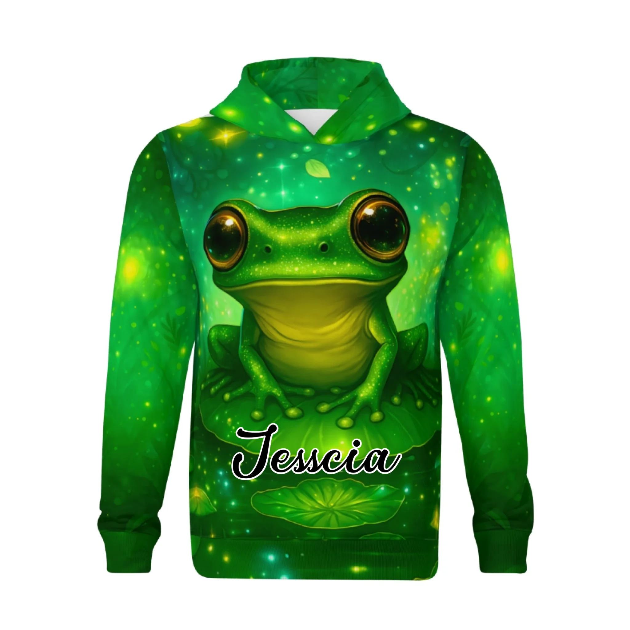 🐸Custom Trippy Frog Kid Hoodie – Personalized Name Clothing – Special Gift for Kids & Teens, Frog Lovers