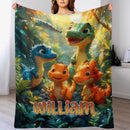 Personalized Dino Friends Blanket – Custom Name Baby Dinosaur Playtime Throw – Gift for Boys & Girls