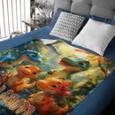 Personalized Dino Friends Blanket – Custom Name Baby Dinosaur Playtime Throw – Gift for Boys & Girls