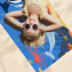 Lovely Undersea Summer Vacation - Personalized Beach Towel with Name