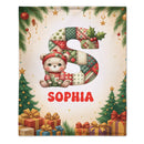 Custom Cute Baby Animal Alphabet Blanket – Personalized Animal And Initial Letter – Christmas Gift for Kids & Teens