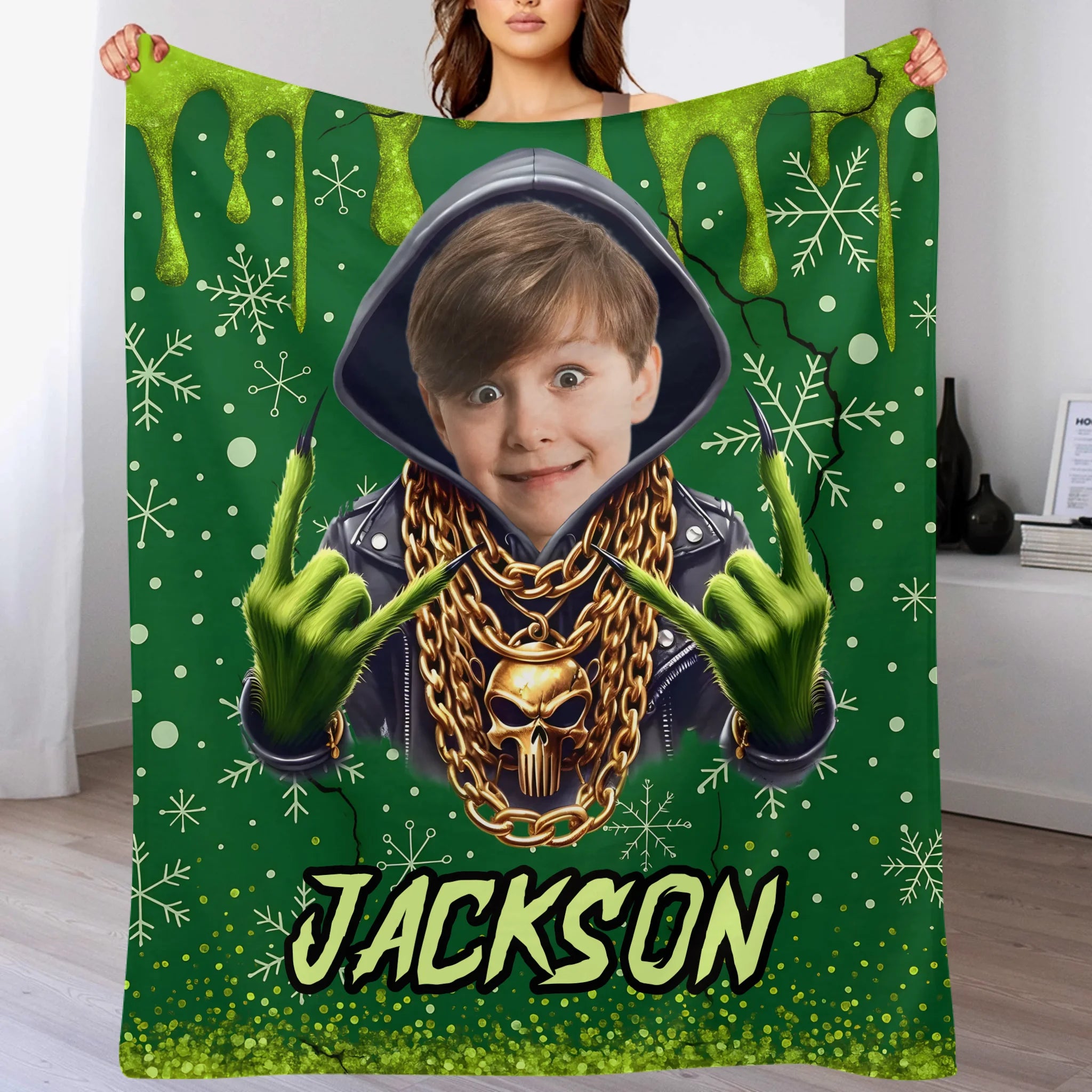 Customized Photo Christmas Blanket - Personalized Photo and Name - Christmas Gift For Kids, Friends