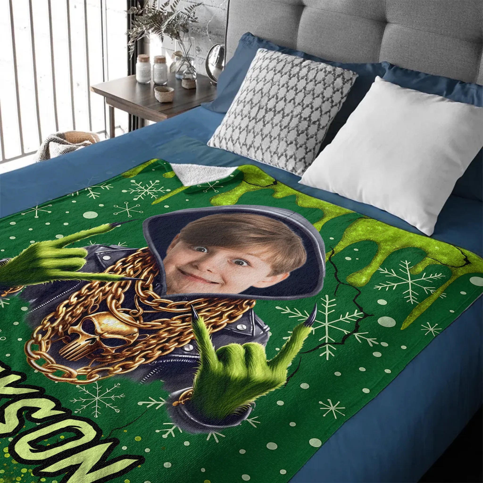 Customized Photo Christmas Blanket - Personalized Photo and Name - Christmas Gift For Kids, Friends
