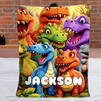 Customized Cute Dinosaur Blanket - Personalized Name - Gift For Kids, Children-SDG