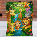 🌳Customized Animal Jungle Blanket - Personalized Name - Gift For Kids, Children - SDG