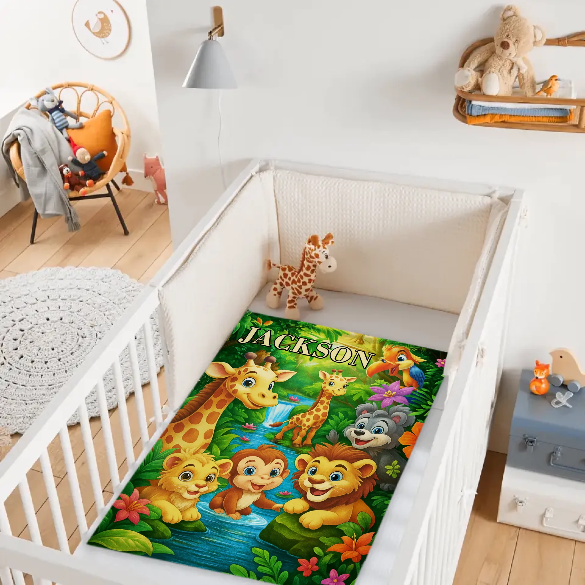 🌳Customized Animal Jungle Blanket - Personalized Name - Gift For Kids, Children - SDG