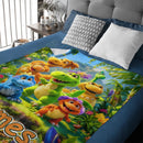 Custom Cute Dinosaur Blanket – Personalized Dino Family Throw – Gift for Kids