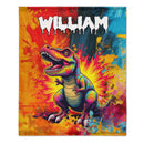 Custom Dinosaur Blanket – Personalized Graffiti T-Rex Throw – Gift for Kids and Teens