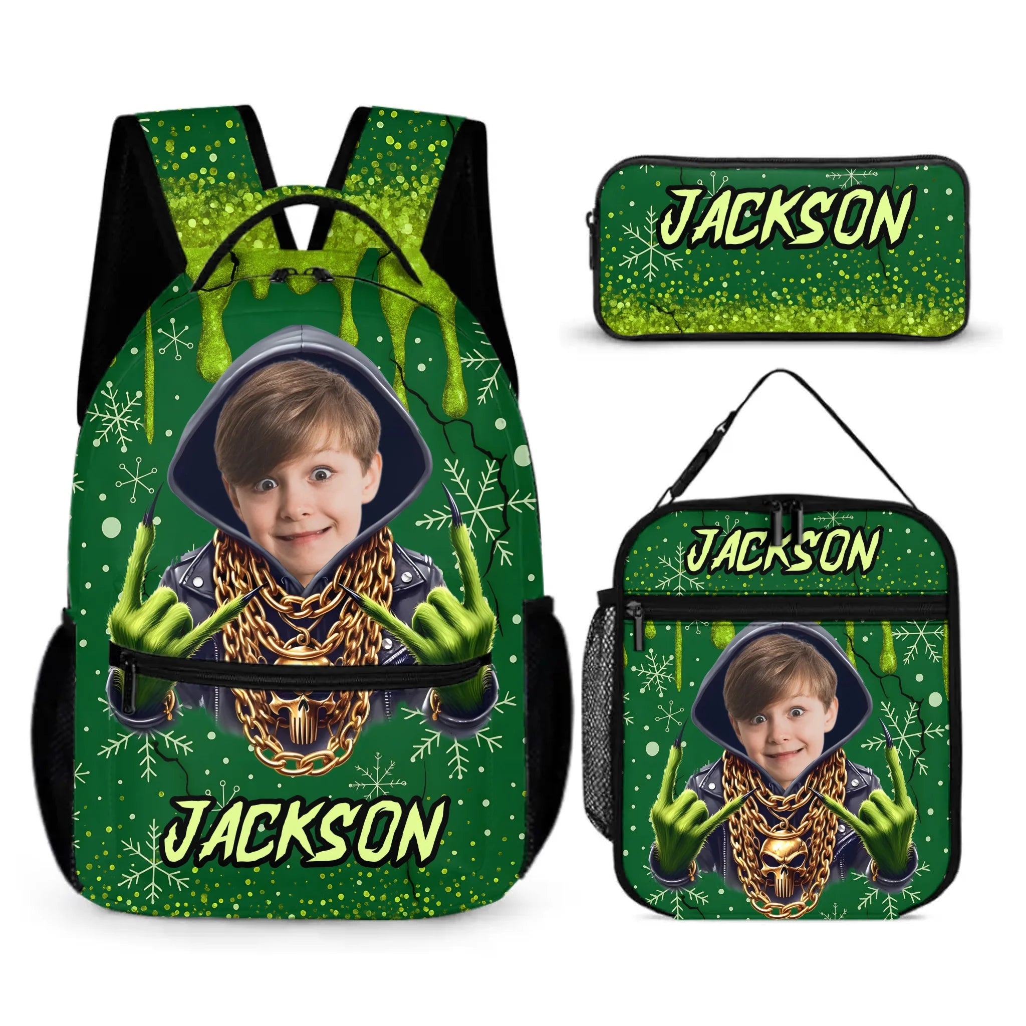 Customized Photo Christmas Backpack - Personalized Photo and Name - Christmas Gift For Kids, Children