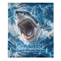 Custom Shark Blanket – Personalized Realistic Ocean Shark Throw – Gift for Boys