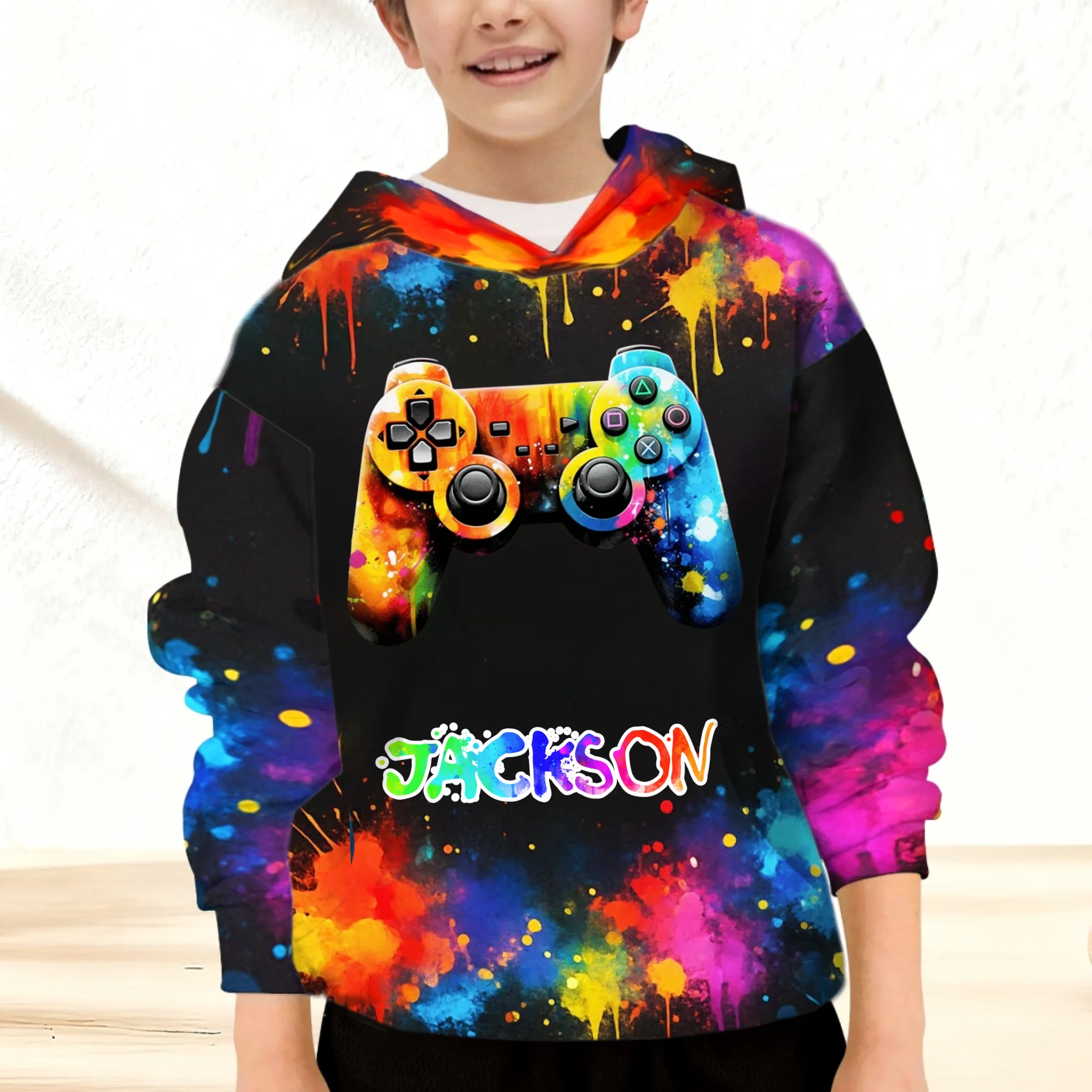 Colorful Game Controller Customized Clothing - Personalized Name - Gift for Kids, Children