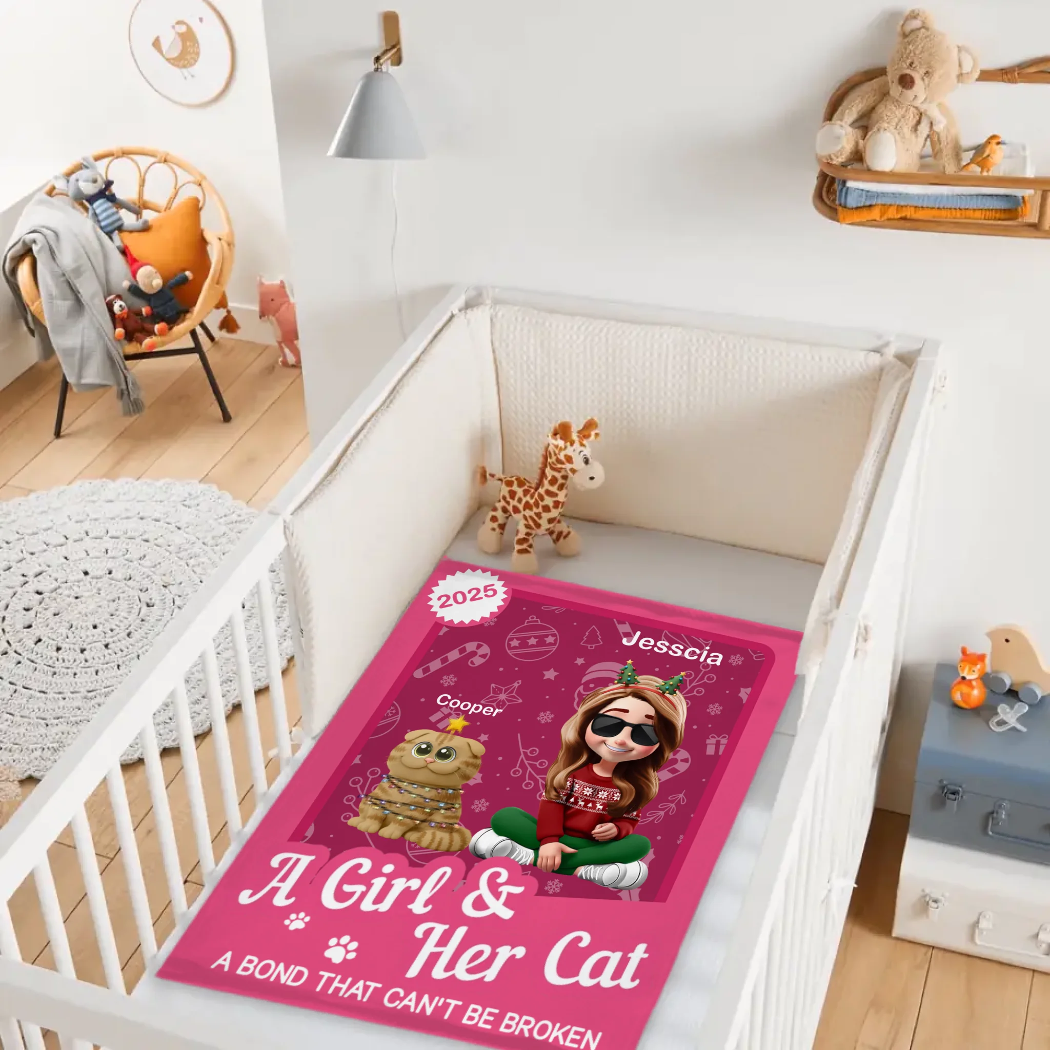 A Girl/Boy & Her/His Cats Has Unbreakable Bond Custom Blanket - Personalized Cartoon Characters - Christmas Gift For Cat Lovers