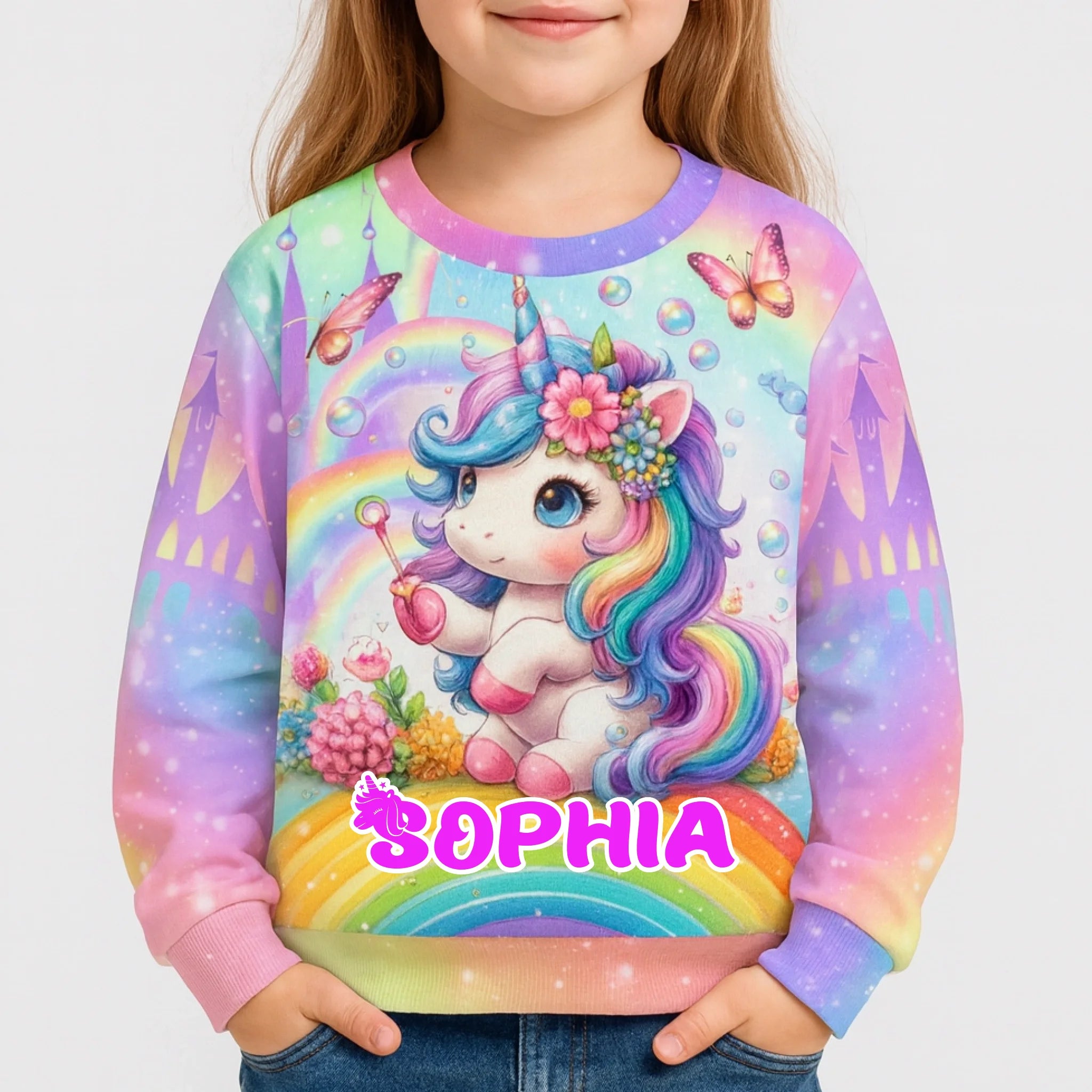 🦄Customized Dreamy Unicorn Children's Sweatshirt - Personalized Name - Gift For Kids & Teens