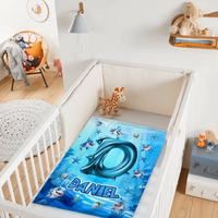 Custom Shark Blanket – Personalized Initial and Name Ocean Blanket – Gift for Kids