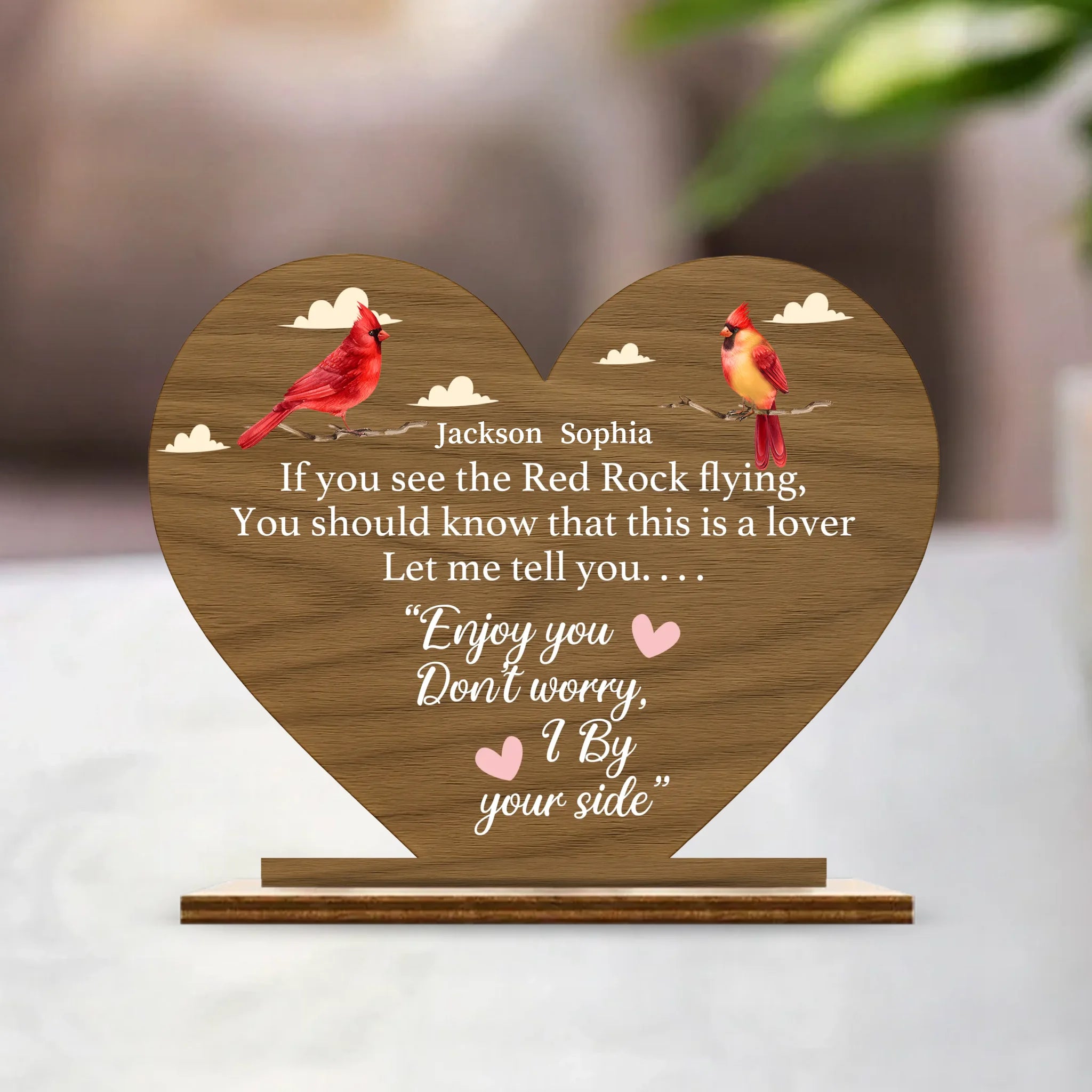 Enjoy You Don't Worry I By Your Side  Customized Wooden Ornaments – Personalized Names Wooden Plaque - Gift For Couples
