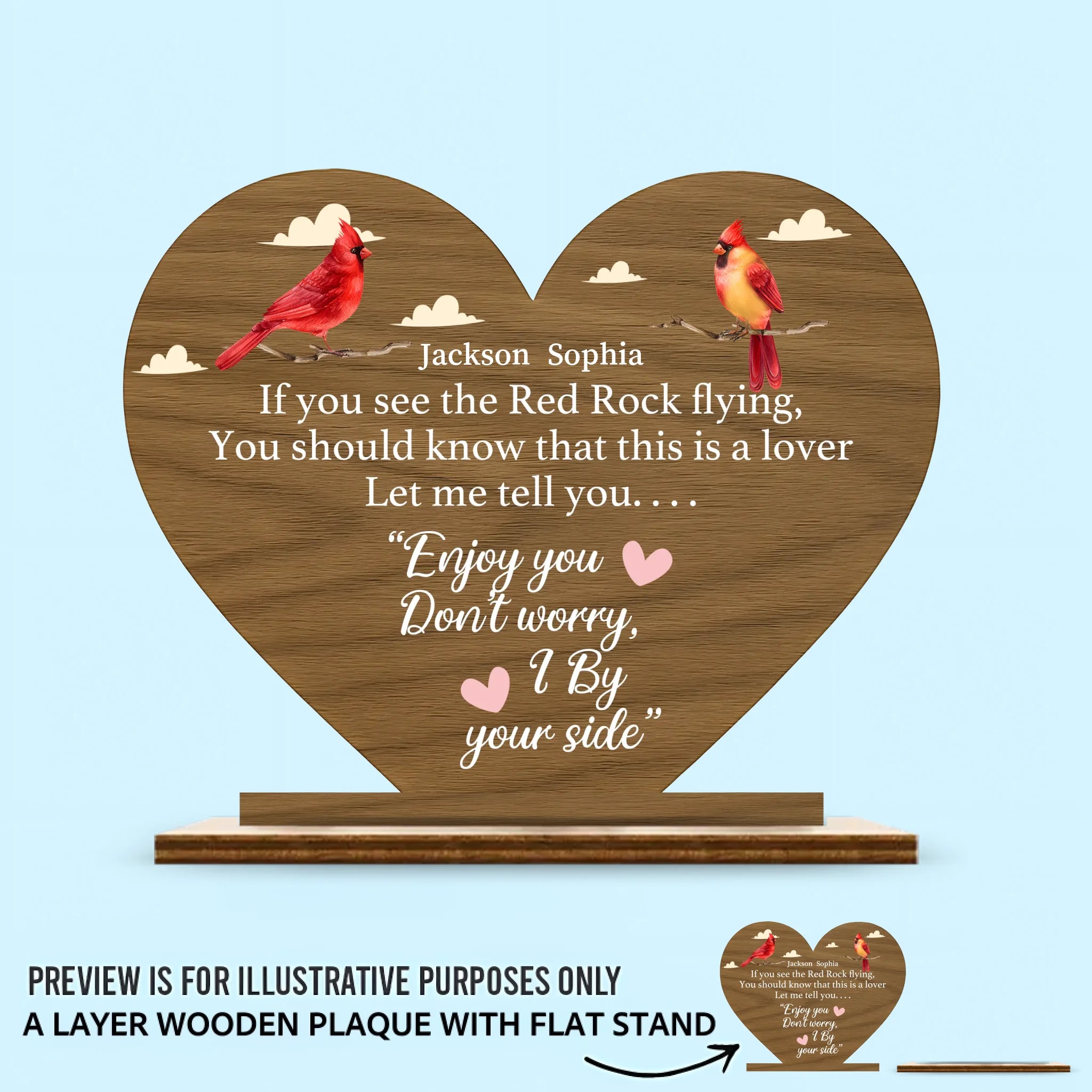 Enjoy You Don't Worry I By Your Side  Customized Wooden Ornaments – Personalized Names Wooden Plaque - Gift For Couples