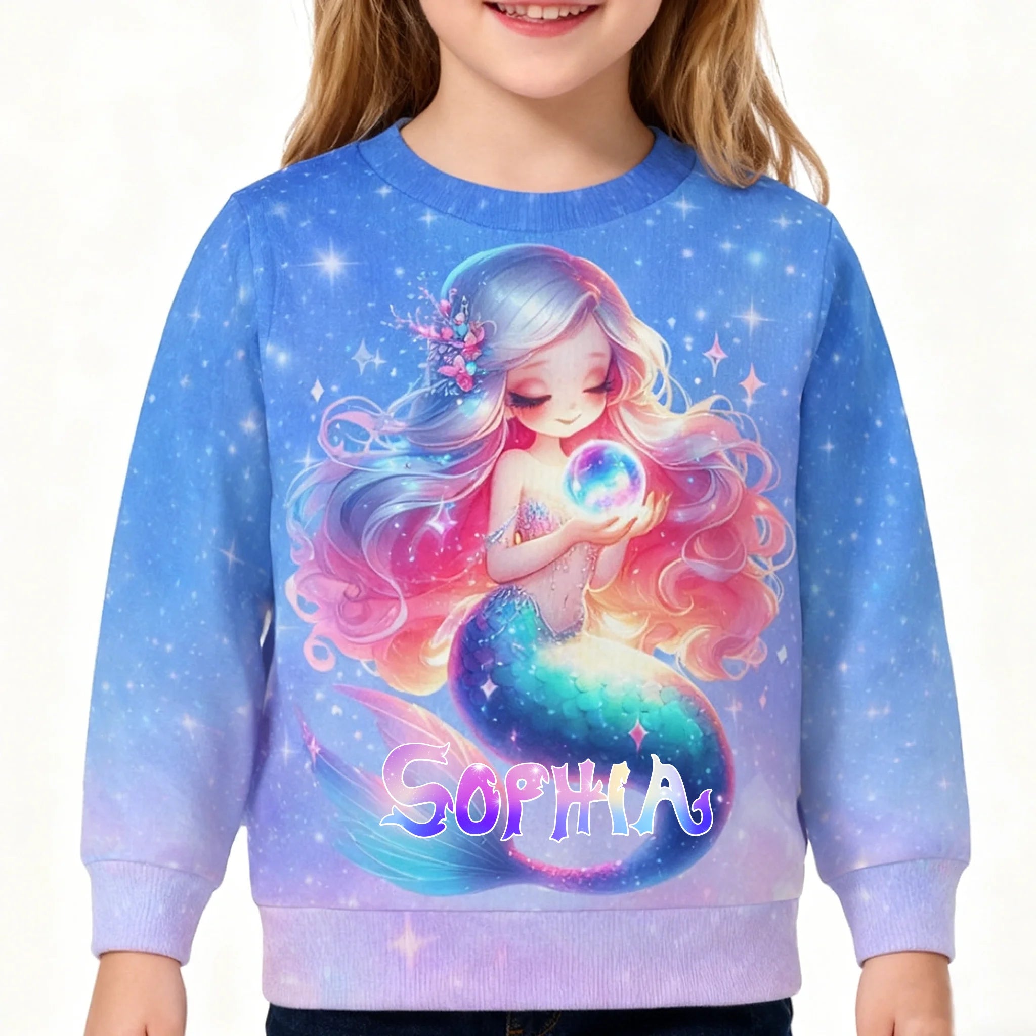 🧜Customized Dreamy Mermaid Children's Sweatshirt - Personalized Name - Gift For Kids & Teens
