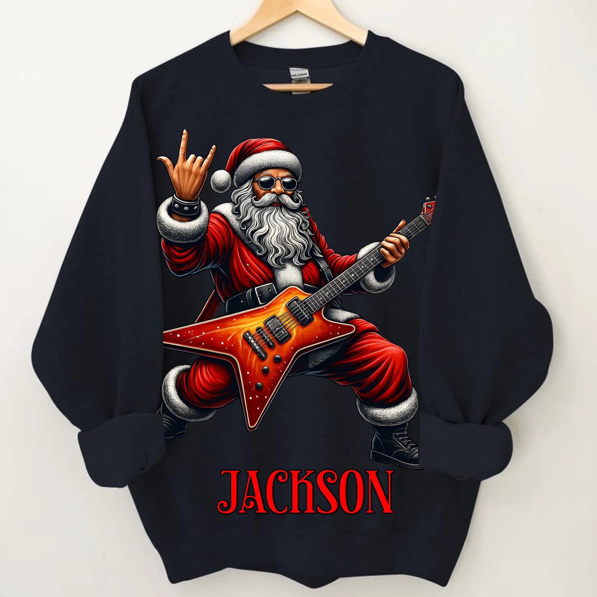 X-Mas Rebel Santa Series Custom Sweatshirt - Personalized Name Unisex Clothing - Christmas Gift for Couple, Him/Her