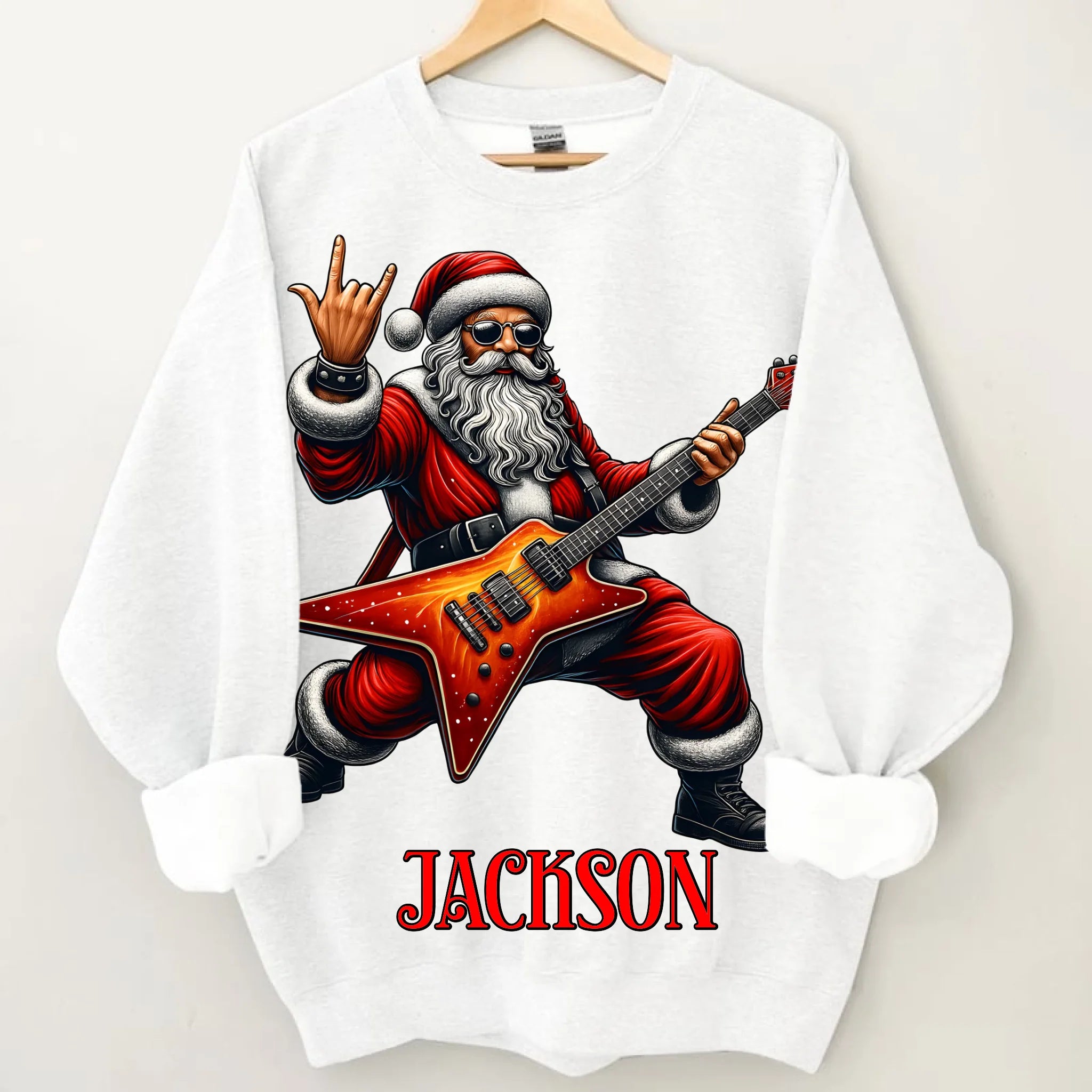 X-Mas Rebel Santa Series Custom Sweatshirt - Personalized Name Unisex Clothing - Christmas Gift for Couple, Him/Her