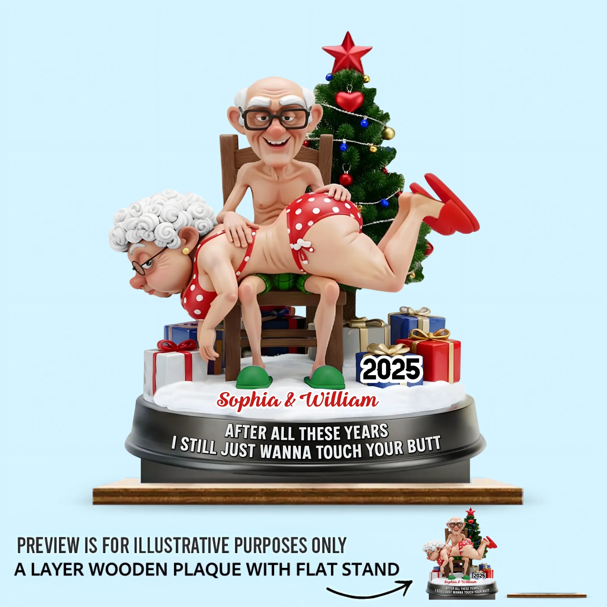 "After All These Years I Still Wanna Touch Your Butt" Custom Wooden Ornaments– Personalized Name Wooden Plaque - Gift For Couples