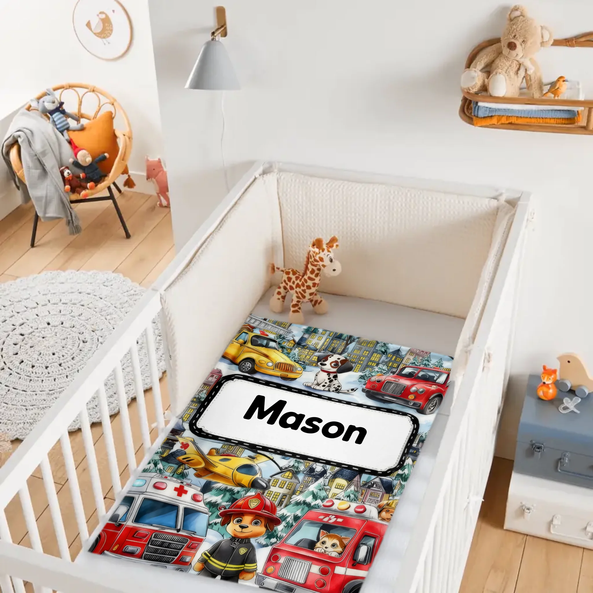 Custom Fire Dog Rescue Blanket – Personalized Firefighter Blanket – Gift for Kids