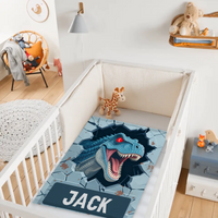 Custom Dinosaur Blanket – Personalized Wall-Breaking T-Rex Throw – Gift for Boys