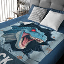 Custom Dinosaur Blanket – Personalized Wall-Breaking T-Rex Throw – Gift for Boys