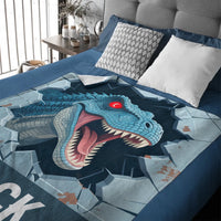 Custom Dinosaur Blanket – Personalized Wall-Breaking T-Rex Throw – Gift for Boys