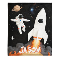 Custom Space Astronaut Blanket – Personalized Rocket Galaxy Throw