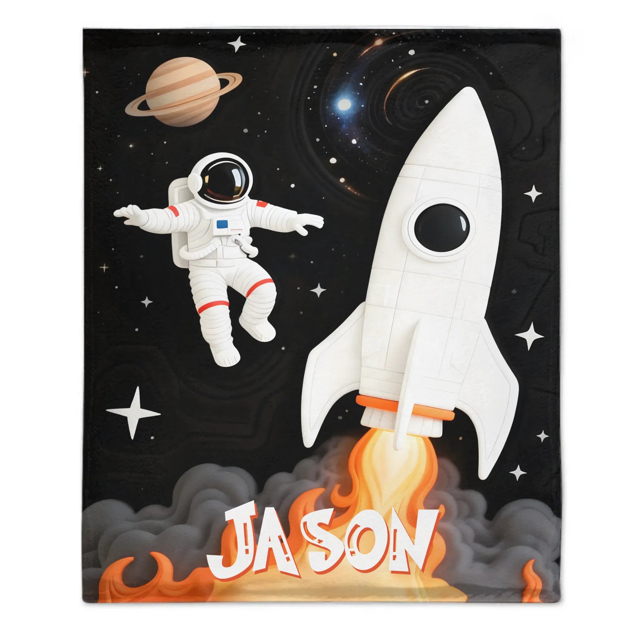 Custom Space Astronaut Blanket – Personalized Rocket Galaxy Throw