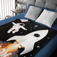 Custom Space Astronaut Blanket – Personalized Rocket Galaxy Throw
