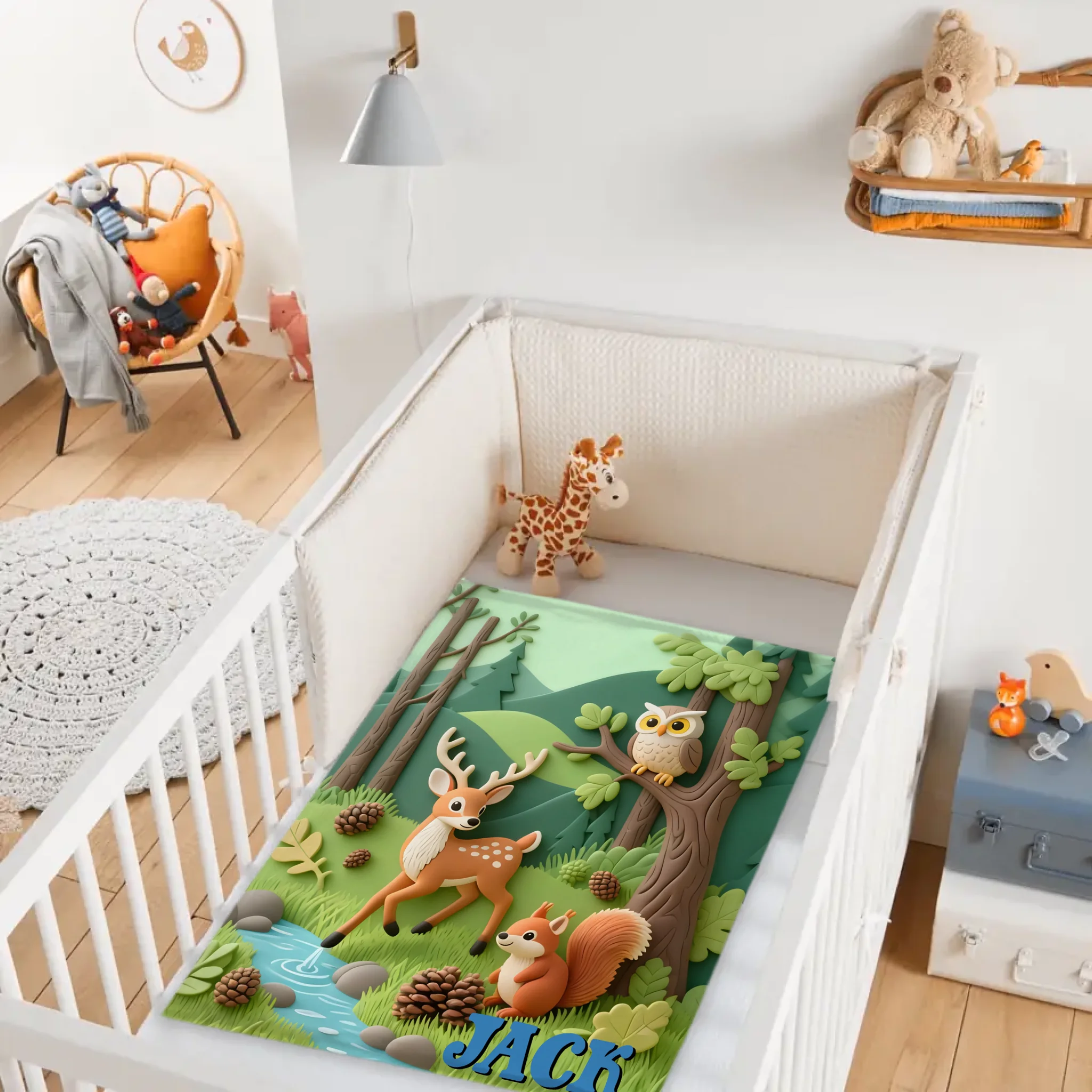 Custom Forest Animals Blanket – Personalized Woodland Animal Throw – Gift for Kids